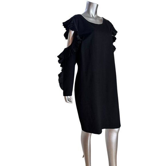 Eloquii Black Ruffled Cold-Shoulder Long Sleeve Dress Size 24 - Picture 10 of 10